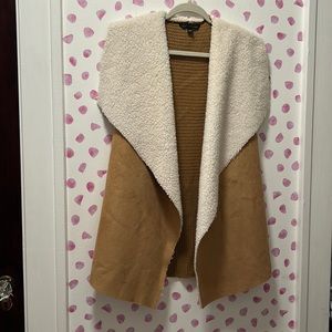 Signature Studio Faux Suede Sherpa Lined Vest with Sweater Back Size Large